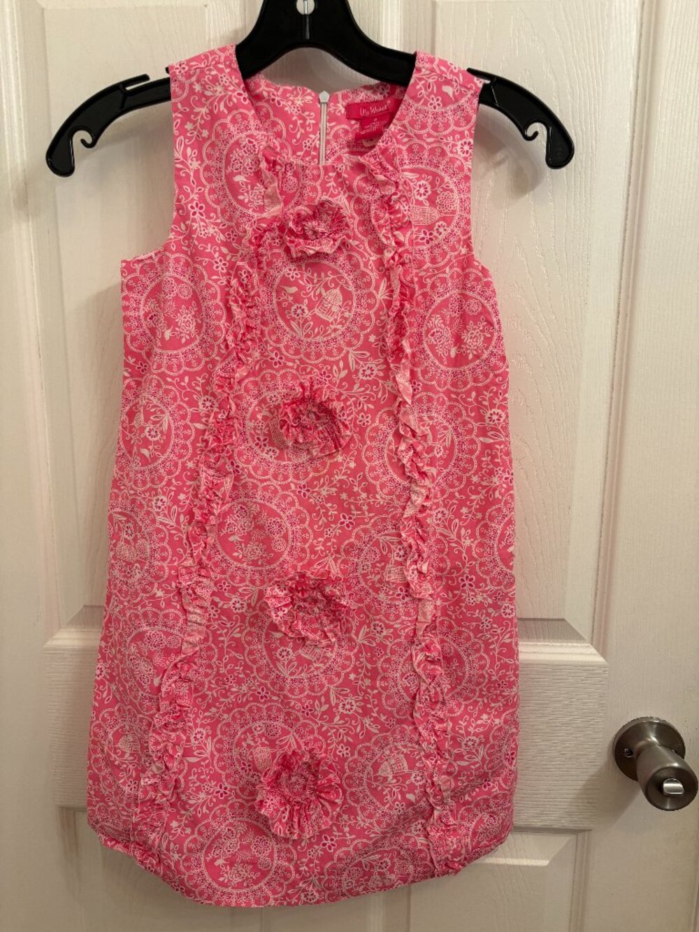 Lilly Wicket Pink Garden Floral Pattern Lined Shift Dress Size 8